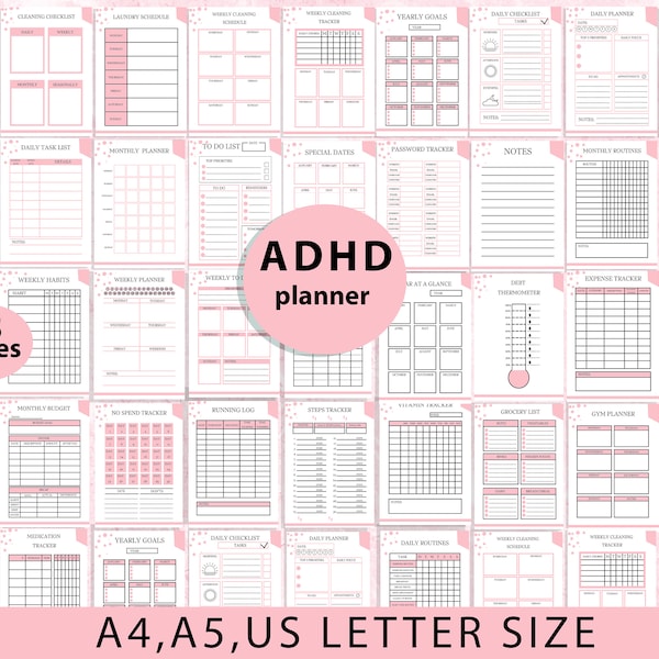 ADHD Planner Adult, ADHD Planner, ADHD Journal, Printable Adhd Planner, Adhd Planner Digital, Adhd Life Planner, Printable Adhd Planner