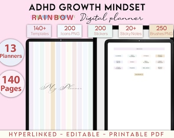 ADHD Planner, ADHD Planner Adult, ADHD Journal, 100% Editable Adhd, Adhd Planner Digital, Adhd Life Planner, Printable Adhd Planner