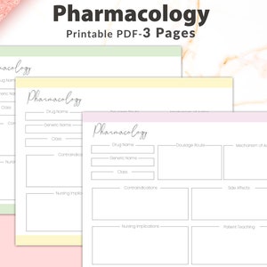 Printable Nursing Student Pharmacology, Student Nurse Study Templates, Nursing School Planner, Printable Pharmacology, Nursing Notes