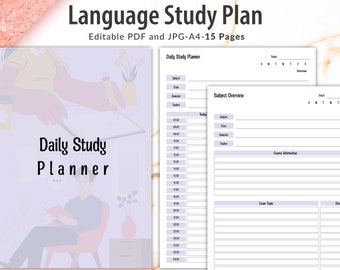 Editable Language Study Planner, Language Study Journal, Language Learner Printable, Study Planner, Student Planner, Notebook, Noteability