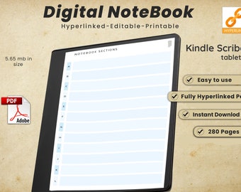 Kindle Scribe digitaal notitieboek, Kindle Scribe-planner, Kindle Scribe-sjablonen, notitieboekje, vergadernotities, gelinkte pdf, notitieboekjebundel