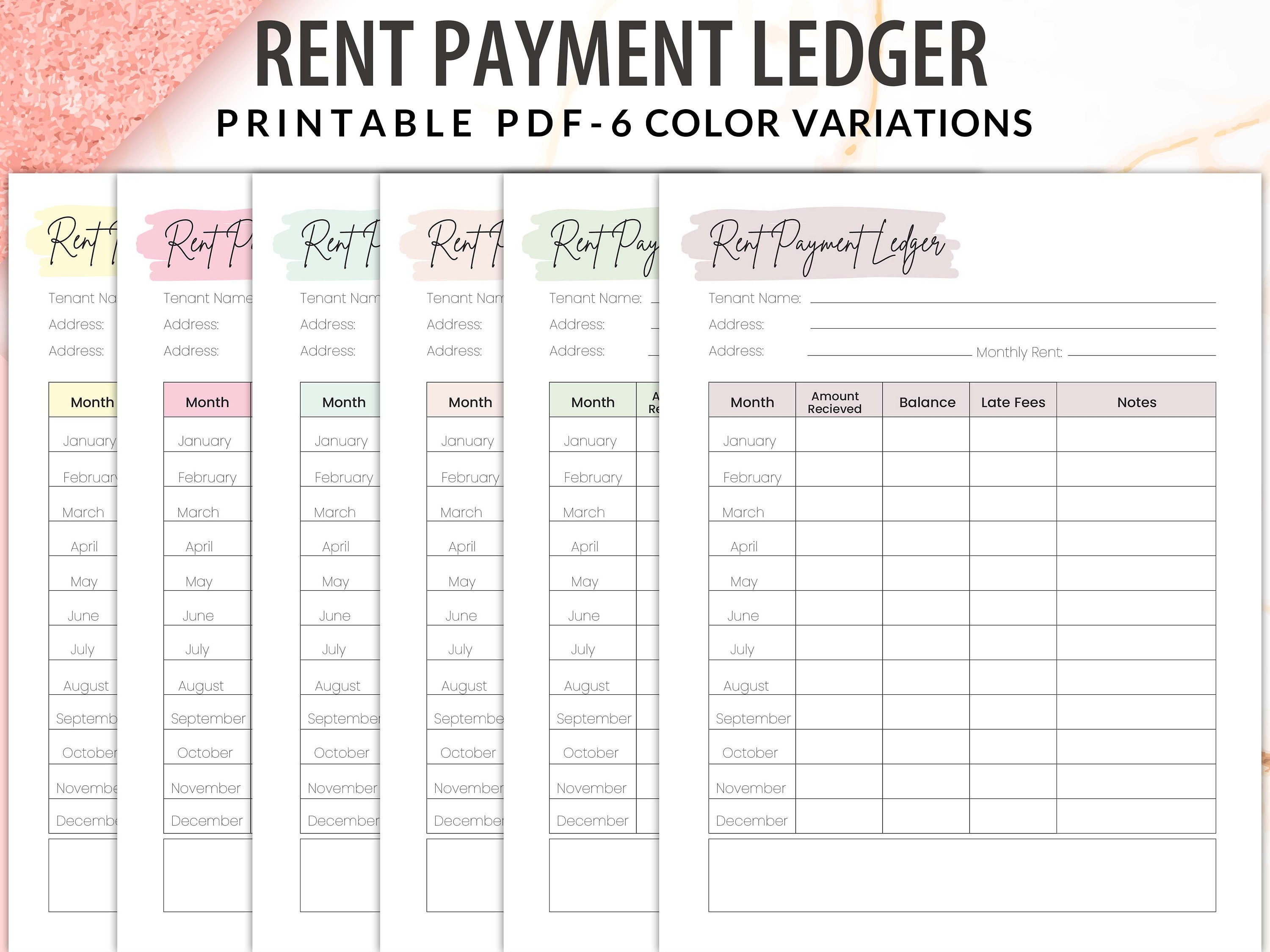 Printable Rent Payment Ledger Printable Rent Payment Ledger Template