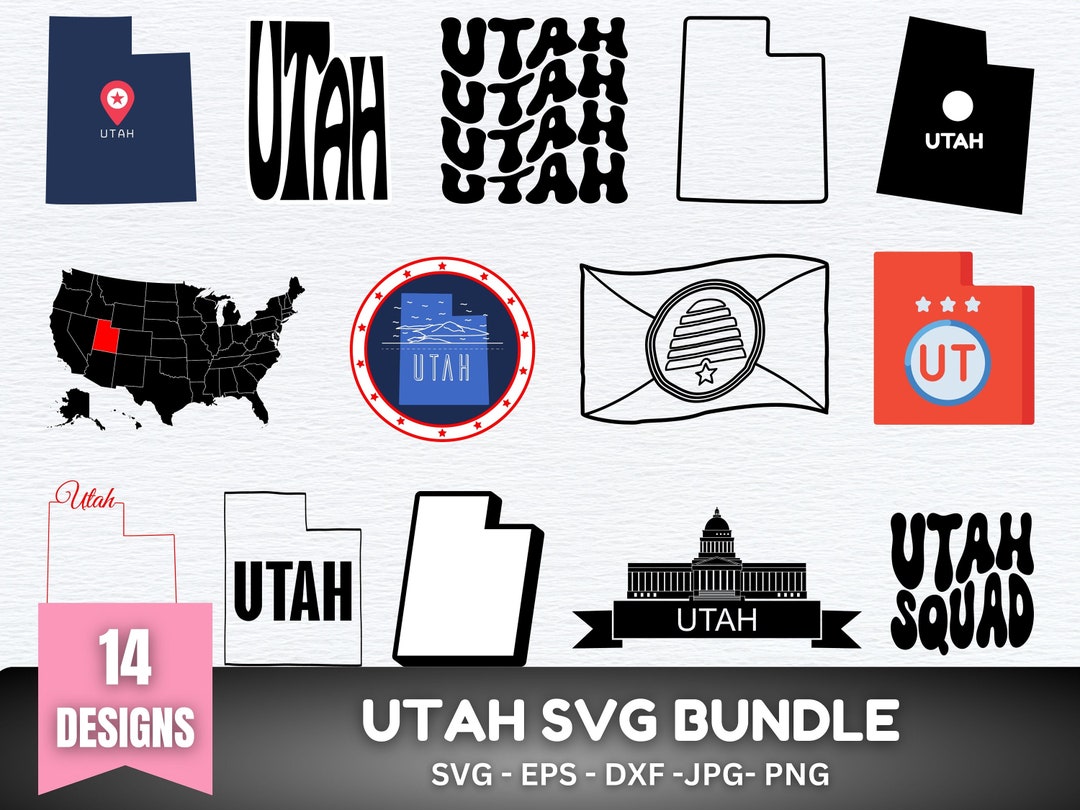 Utah Svg Bundle, Utah State Svg, Utah Clipart, Utah Outline Svg, Utah ...