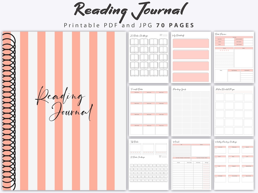 Printable Reading Journal, Book Tracker, Reading Planner, Book Review