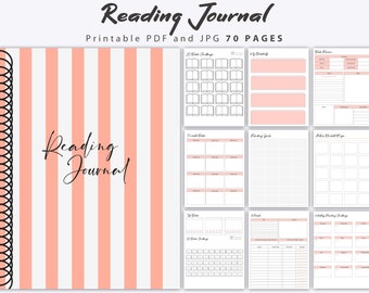 Printable Reading Journal, Book Tracker, Reading Planner, Book Review Journal, Bookshelf, Reading List Challenge, Reading planner printable