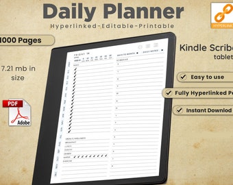 Kindle Scribe Daily Planner Bundle, Kindle Scribe Template, Kindle scribe Digital Planner, Daily Planner, Daily planner 2023, daily planner