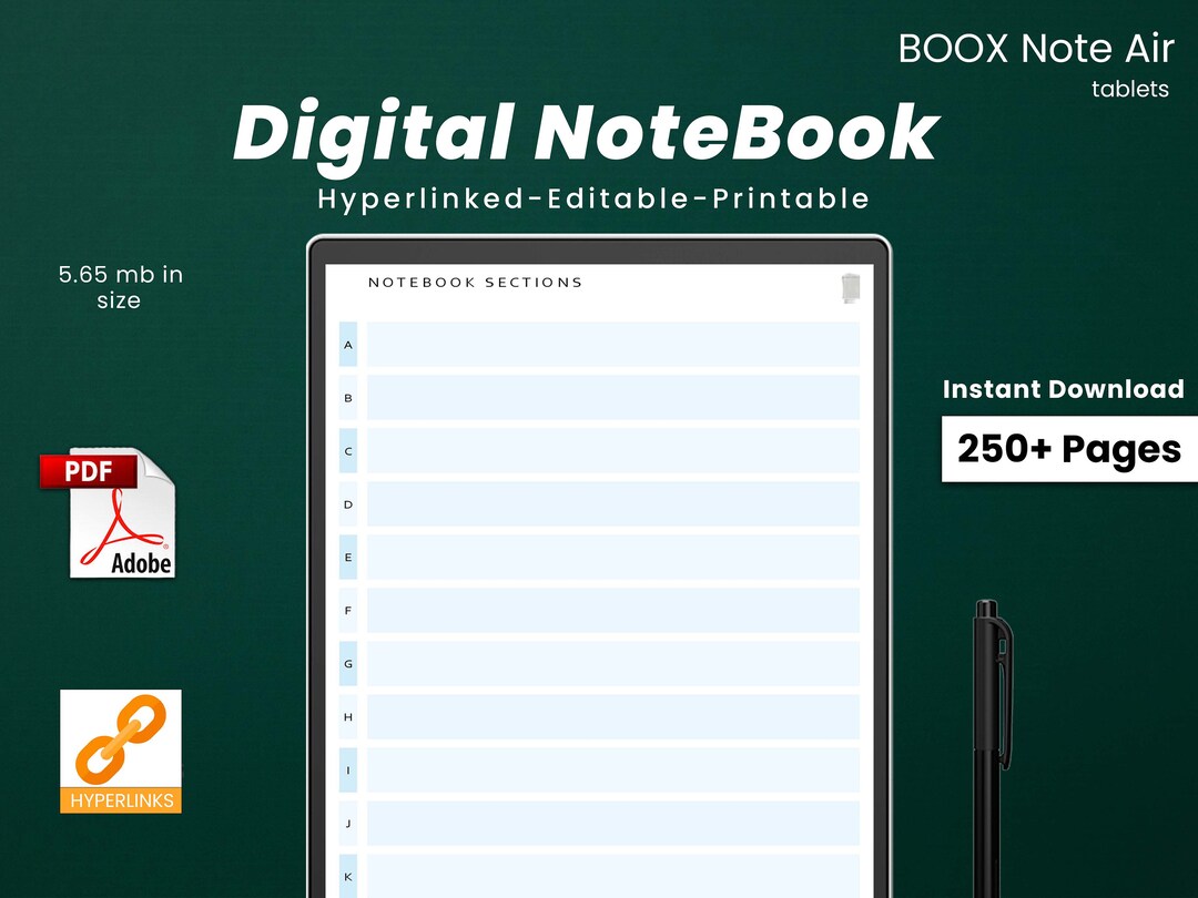 BOOX Note Air Templates, Digital Notebook, Ipad, Goodnotes, Digital ...