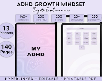 ADHD Planner, ADHD Planner Adult, ADHD Journal, 100% Editable Adhd, Adhd Planner Digital, Adhd Life Planner, Printable Adhd Planner