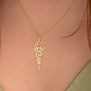 Lotus Unalome Kette: 925 Sterling Silber, 14K vergoldet