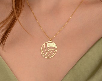 Personalized Volleyball Necklace: 925 Sterling Silver, Custom Name Jewelry