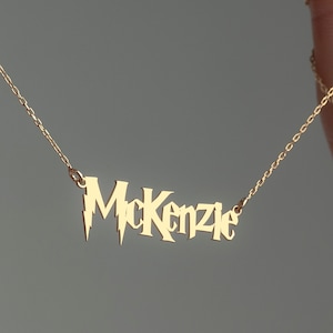 Personalized 14K Gold Plated Sterling Silver Name Necklace: Harry Potter Font