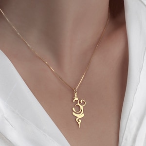 Collar de plata con símbolo de yoga espiritual, joyería minimalista, joyería de uso diario, collar para mujer, collar de chakras, joyería inspirada en el yoga.