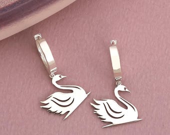 Dainty Swan Earrings: 925 Sterling Silver Bird Jewelry Valentine's Day Gift
