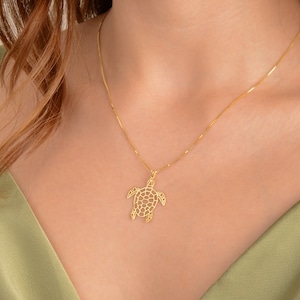 Origami Turtle Necklace Geometric Caretta Caretta Jewelry 925 Sterling Necklace 14K Gold Plated Gift for Her Everyday Jewelry Gift for Lover