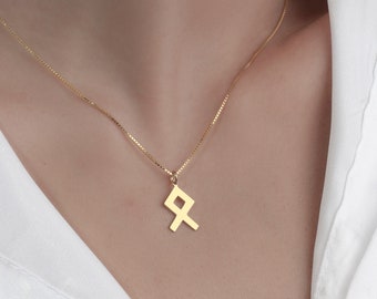 Personalized Viking Letter Necklace: Sterling Silver Nordic Mythology Gift
