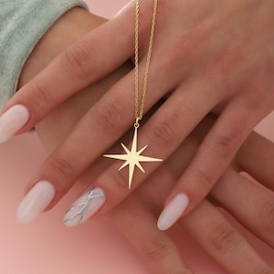 Sterling Silver Pole Star Necklace: Celestial North Star Pendant