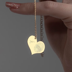Collier coeur personnalisé avec empreintes digitales : bijoux commémoratifs en argent sterling