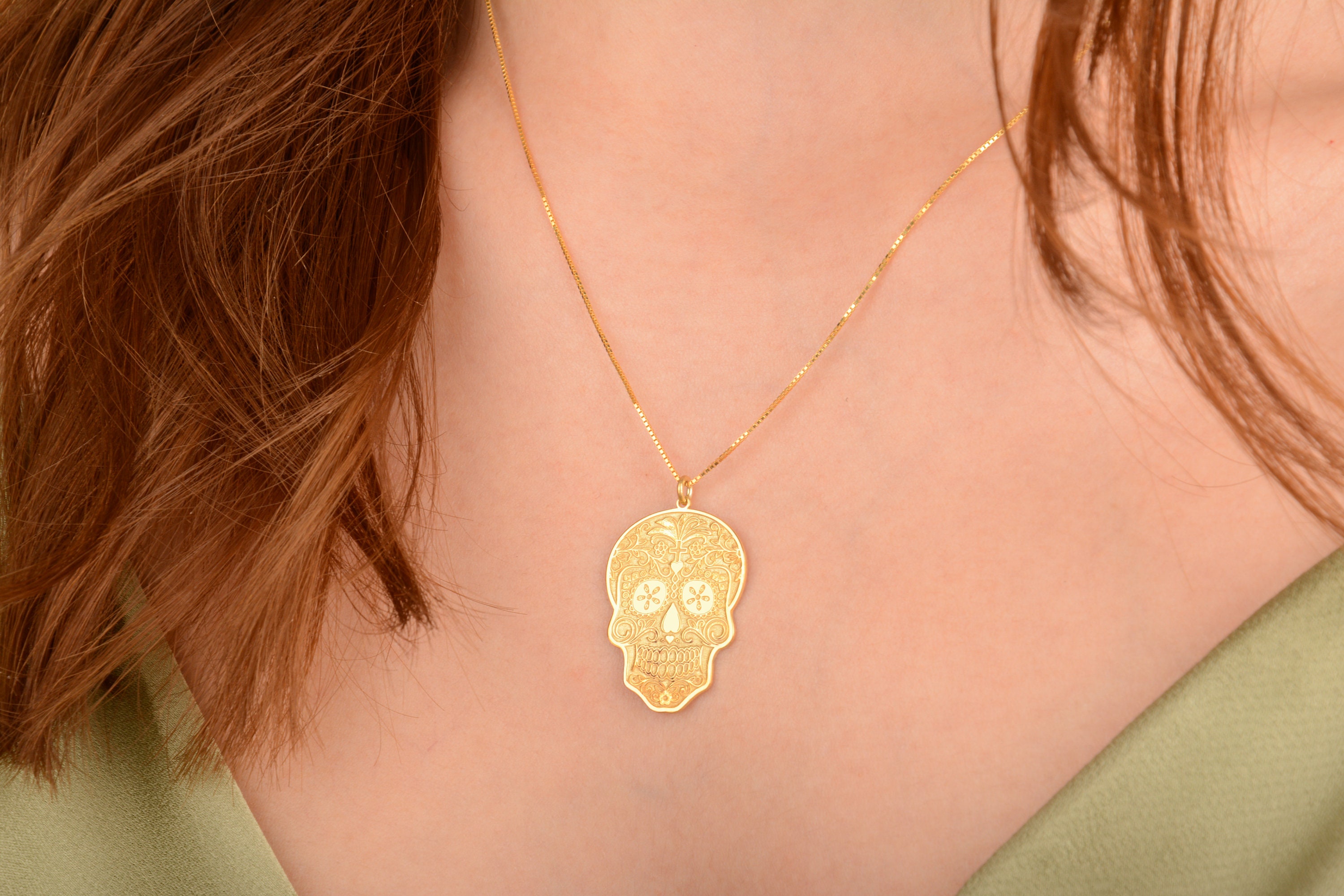 Silver Skull Necklace Gothic Jewelry  Skeleton Pendant Punk Jewelry Birthday Gift Gif for her Biker Jewelry Handmade Jewelry Gift for Him