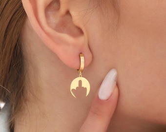 Middle Finger Earrings Tiny Hand Earrings Minimalist Earrings Funny Jewelry F*ck You Earrings Handmade Earrings 925 Silver Gift for Her