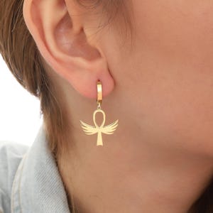925 Sterling Silver Ankh Earrings: Egyptian Jewelry