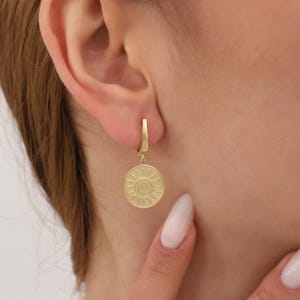 Sun Earrings, Silver Hoop Earrings, Huggie Hoop Sun Pendant, Gift for Her, Earrings For Women, Gift for Lover, Summer Jewelry, Sun Jewelry