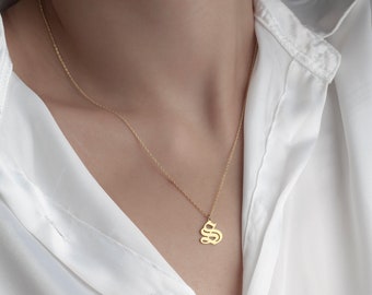 Personalized Letter Necklace 14K Gold Plated Custom Letter Necklace 925 Silver Mother's day gift Christmas gift Memorial Necklace Gift Idea