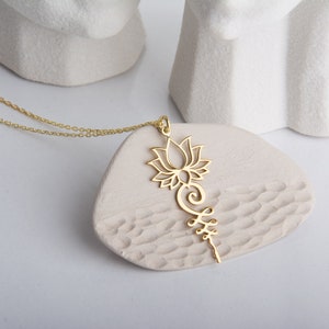 Lotus Unalome Necklace Unalome Symbol Lotus Flower Yoga Necklace 925 Sterling Silver 14K Gold Plated Christmas Mother day Gift for mom image 3