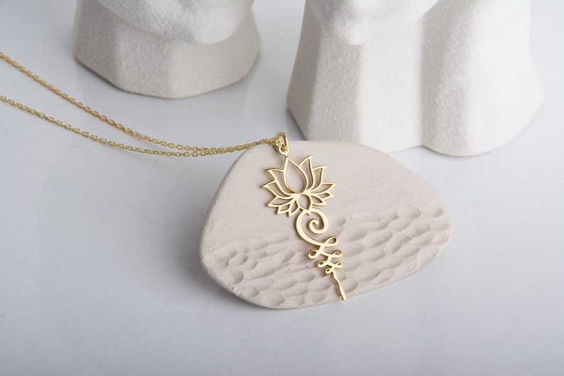 Lotus Unalome Necklace Unalome Symbol Lotus Flower Yoga Necklace 925 Sterling Silver 14K Gold Plated Christmas Mother day Gift for mom image 3