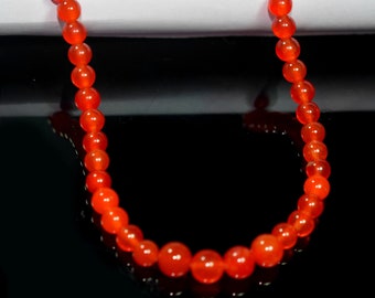 Handmade 18" Carnelian Beaded Necklace: AAA+ Gemstone Choker