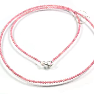 Dainty Pink Tourmaline Beads Necklace, 2-3MM Tourmaline Micro Faceted Round Gemstone Necklace, Handmade Choker Necklace Gift For Her, 16-32&quot;