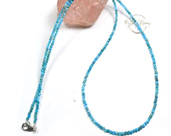 Collar de cuentas de apatita neón: joyería artesanal con piedras preciosas facetadas, de 40 a 81 cm