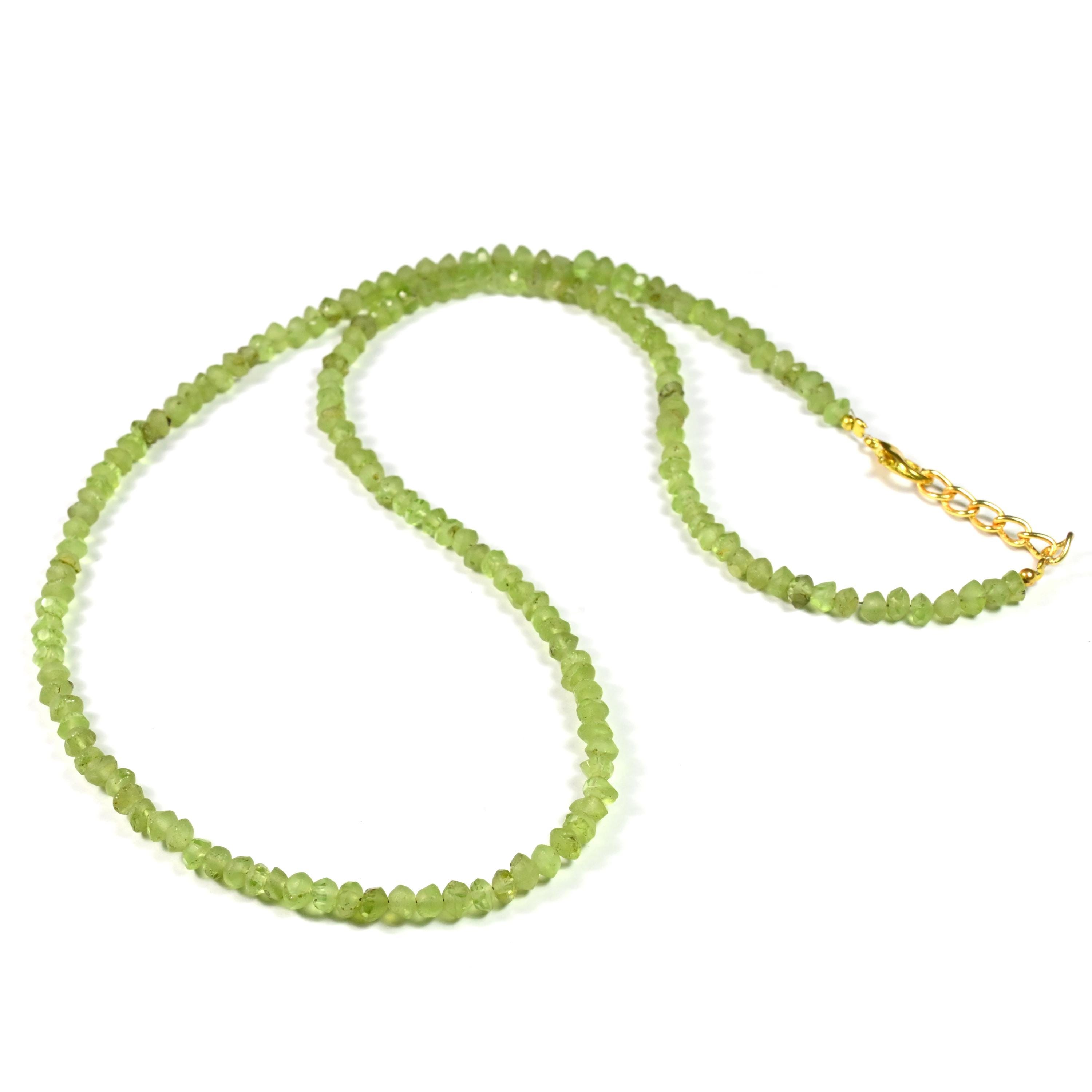 Green Peridot Beaded Necklace: Handmade Faceted Rondelle Gemstone…