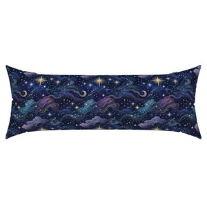 Funda de almohada lumbar XL azul y dorada con diseño de galaxia celestial - Funda de almohada lumbar rectangular extragrande con estampado de cielo estrellado