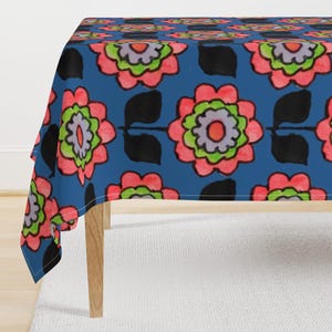 Neon Dahlia Tablecloth - Joy And Excitement Garden Dreams -  Botanical Garden Flower Boho Printed Tablecloth