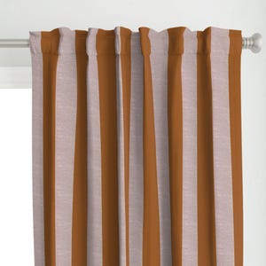 Blush Pink Mustard Stripes Curtain Panel - Bold Hand Drawn Stripe Mustard Blush Stripe Beach Citrus Printed Custom Curtain Panel