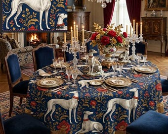 Greyhounds Tablecloth - Dark Floral Printed Tablecloth
