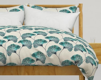 Ginko Leaf Bedding - Gingko Leaves In Contemporary Style Printed Duvet Cover OR Pillow Shams