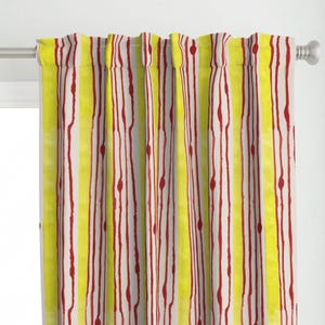 Minuano Yellow Stripe Curtain Panel - Retro Color Stripes - Guitar Playing Skills Stripes Printed Custom Curtain (2 Pics Set)