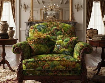 Woodland Forest Upholstery Fabric - Haircap Mosses - Moss Garden Botanical Green Printed Upholstery Fabric by the Yard