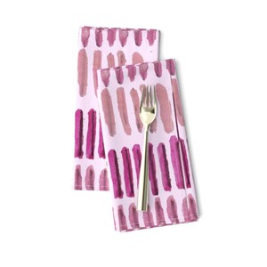 Pink Stripes Dinner Napkins (Set of 2) - Pink Stripes - Painterly Blush And Pink Printed Cloth Napkins
