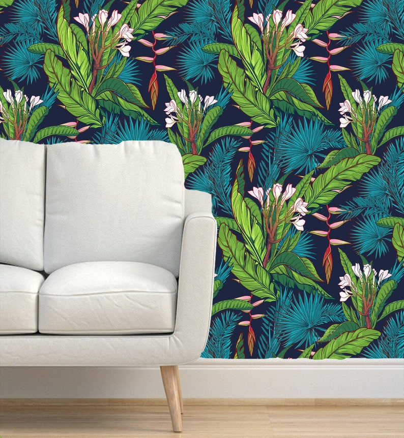 Bold Tropical Jungle Printed Wallpaper Peel and Stick Wall - Etsy