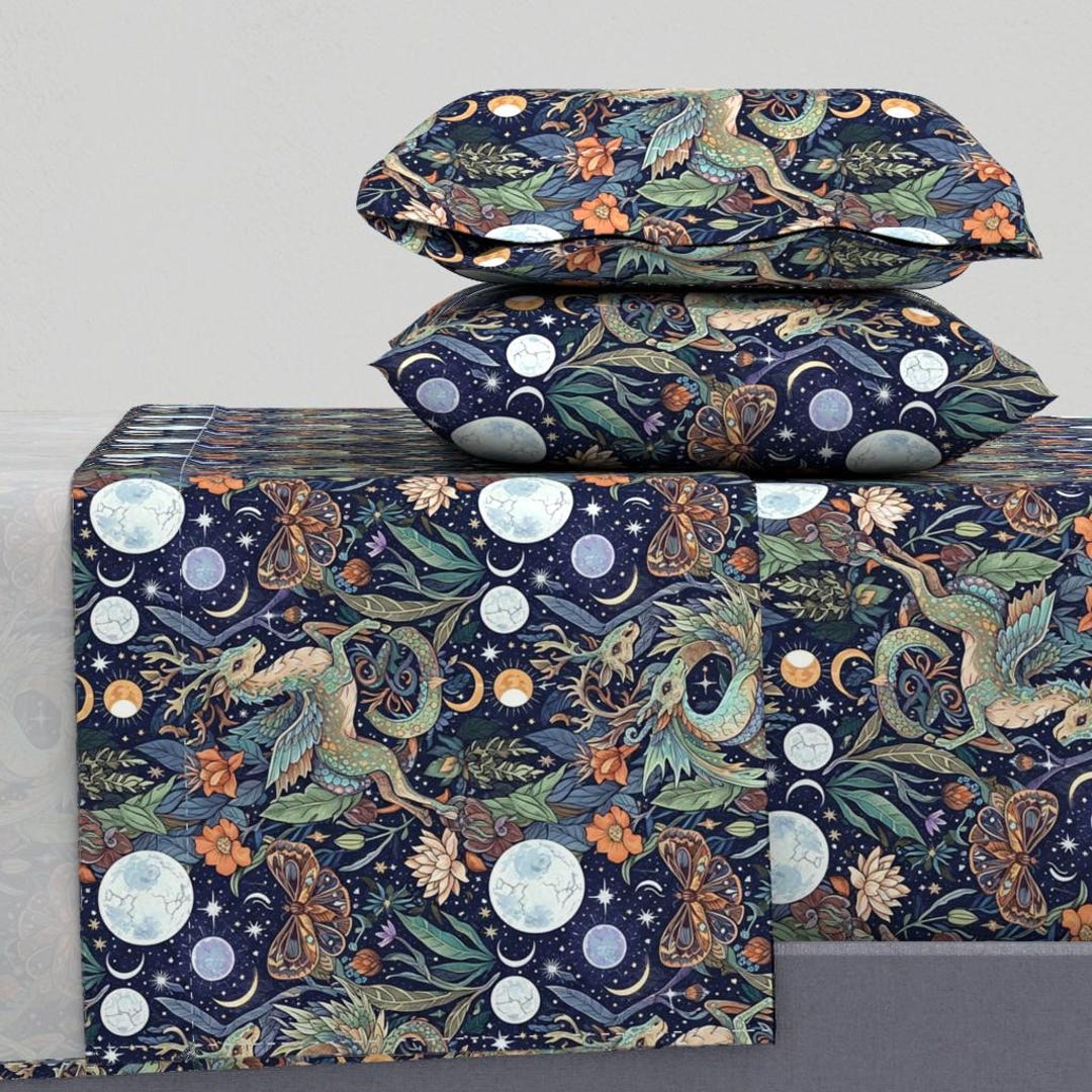 Folk Dragons Sheets - Enchanted Forest Friends - Fairy Tale Botanical ...
