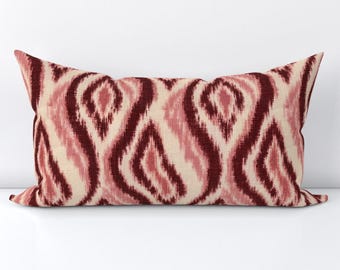 Ikat Burgundy Or Beige Colors Printed Accent Pillow Cover
