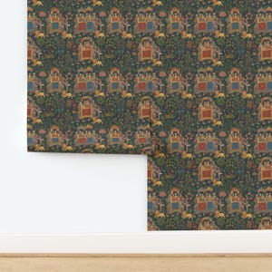 Rijke maximalistische stijlbehang - Pays to Indian Art - Sacred Elephants Of Hindu Gedrukt behang, Peel-and-Stick-behang