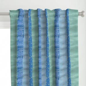 Pastel Dotted Stripe Curtain Panel - Pastel Blue And Green Stripe - Boho Classic Stripe Printed Custom Curtain Panel
