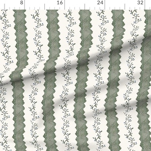Colorful Preppy Fabric - Cornflower Blue - Floral Stripe Printed Fabric By The Yard