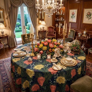 Mantel Coral Protea - Flores Hawaianas Tropicales - Mantel Estampado Jardín de Proteas