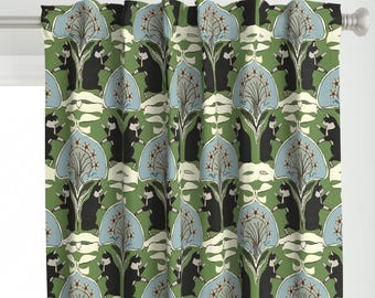Custom Listing Whimsical Curtain Panel Tp Cat Green 20" x 20"