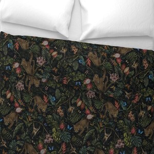 Dark Botanic Bedding - Cheetahs, Monkeys, Secret Garden Printed Quilt, Razai, Jaipuri Razai, Comforter