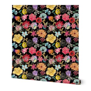 Floral Wallpaper - Spring Summer Flower Rose Marigold Lily Peonies Flower Printed Wallpaper, Pre Pasted, Decoration Wallpaper